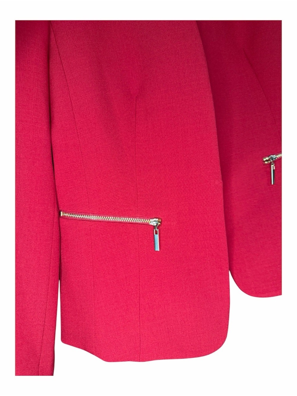 Evan Picone Red Open-Front Blazer with Gold Zip Pockets - Picture 7 of 9
